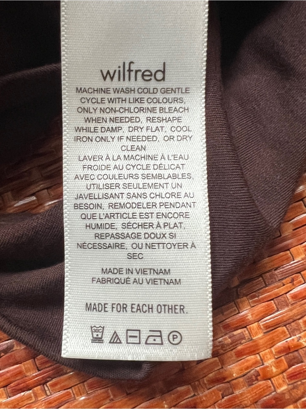 WILFRED Aritzia Dark Brown Faux Wrap Square Neck Stretch Mini Dress Size XS - Picture 7 of 13